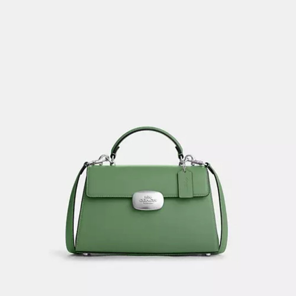 NWOT Coach Eliza Top Handle, Silver/Soft Green